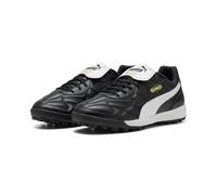 PUMA Unisex King TOP TT Soccer Shoe, Black White Gold, 8 UK