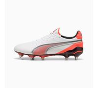 PUMA King Ultimate FG/AG Football Boots Unisex, White/Silver/Glowing Red, size 10.5