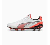 PUMA King Ultimate FG/AG Football Boots Unisex, White/Silver/Glowing Red, size 9.5