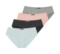 PUMA Ladies Seamless Underwear for Women, Stretchy No Show Bikini Panties for Women, Multicolor, 4-Pack, Pink, Blue, Black and Gray, M