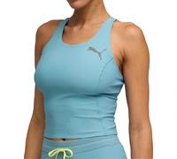 Puma LightSpeed Womens Running Crop Top Blue Run Sleeveless Crew Neck Tank Top