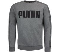 Puma Mens Velvet Taped Logo Grey Sweatshirt Cotton - Size X-Small