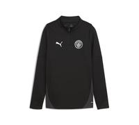 PUMA Manchester City FC Kids' Training 1/4 Zip Top Longsleeve Tee 25/26, Black (Black x Silver), 128
