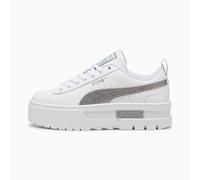 PUMA Mayze Glitter Sneakers Youth, White/Silver, size 4.5