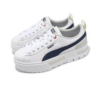 Puma Mayze Lth Wns White Club Navy Women Casual Platform Shoes 381983-41