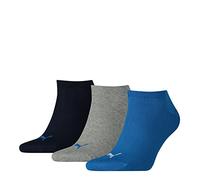 Puma Sneaker Trainer Socks Plain - Unisex 3-Pack, Blue/Grey Melange, Size 9-11