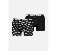 Puma Men's 2-Pack Allover Logo Boxer Briefs, Black - Black/Black - Size: XL