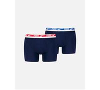 Puma Men's 2-Pack Everyday Multi Logo Boxer Briefs, Navy w/ red/blue - Navy/Navy