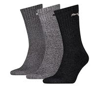 PUMA Mens 3 Pack Crew Socks Breathable Comfort Calf Long Anthracite/grey 12-14