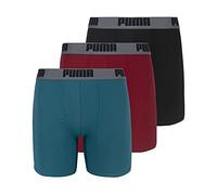 PUMA Men's 3 Pack Performance Boxer Briefs, Red/Grey/Teal, medium