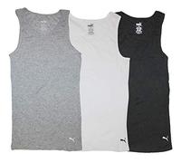 Puma Men's 3 Pack Ribbed Tank Tops Undershirt, White/Gray/Black, Large
