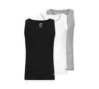 PUMA Men's 3 Pack Ribbed Tank Tops Undershirt, White/Gray/Black, Medium