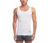 PUMA Men's 3 Pack Ribbed Tank Tops Undershirt, White, S (Pack of 3)