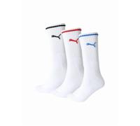 Puma Men's 3-Pack Stripe Sports Socks, White w/ red/black/blue - Size: 9/9.5/10/10.5/11/11.5/12