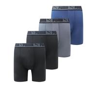 PUMA Men's 4-Pack Training Fit Performance Boxer Briefs, Black/Black, M