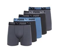 PUMA Men's 5 Pack Performance Boxer Briefs, Black/Blue/Grey, M