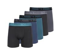 PUMA Men's 5 Pack Performance Boxer Briefs, Blue/Green/Black, M