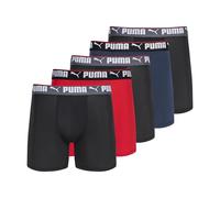PUMA Men's 5 Pack Performance Boxer Briefs, Navy/Red/Black, S