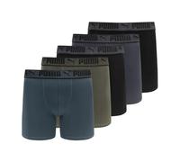 PUMA Men's 5 Pack Training Fit Boxer Briefs, Black/Green, Medium
