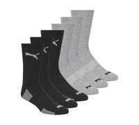 PUMA Men's 6 Pack Crew running socks, Black/Grey, 13-15 UK