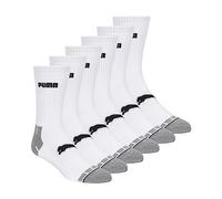 PUMA Men's 6 Pack Crew running socks, White, 10-13