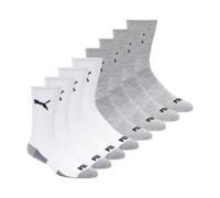PUMA Men's 8 Pack Athletic Cushioned Crew Socks, White/Grey, 9-13 UK (Pack of 8)