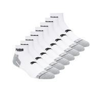 PUMA Men's 8 Pack Athletic Cushioned Quarter Crew Socks, White/Black, 9-13 UK (Pack of 8)