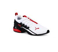 PUMA Mens Axelion 2 Running Sneakers Shoes - Grey, White/for All Time Red/Black, 8.5