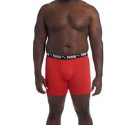 PUMA Men's Big & Tall 3 Pack Athletic Fit Boxer Briefs Black/High Risk Red, 2X