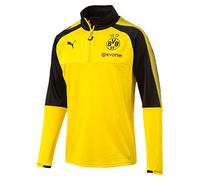 PUMA Men's Borussia Dortmund 1/4 Training Top with Sponsor Logo, Men, T-Shirt, BVB 1/4 Training Top with Sponsor Logo, cyber yellow black