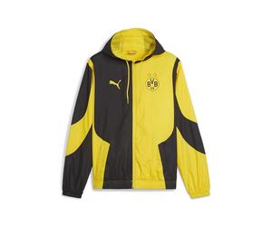 Puma - Mens Bvb Prematch Woven Jacket, Color Cyber Yellow/Black, Size: X-Small
