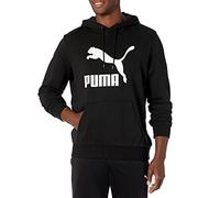PUMA Men's Classics Logo French Terry Hoodie Hooded Sweatshirt, Black, Large