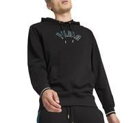 PUMA mens Classics Logo French Terry Hoodie, Puma Black Aw24, XXL