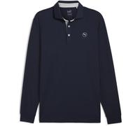 Puma Mens Cloudspun Long Sleeve Midweight Performance Polo Shirt in Navy/Ash Gray - Blue - Size Medium