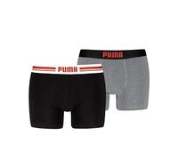 PUMA Men's Everyday Placed Logo Boxer, mid Grey Melange/Orange, XXL (Pack of 2)