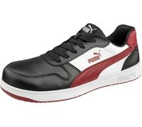 PUMA Men's Frontcourt Blue Black Low Sd Industrial Shoe, Black/White/Red, 9 UK