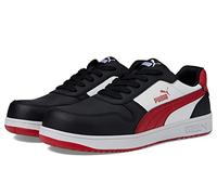 PUMA Men's Frontcourt Blue Black Low Sd Industrial Shoe, Black/White/Red, 9 UK