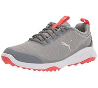 Puma Golf Men's Fusion Pro Golf Shoe, Quarry/Puma Silver/Red Blast, 6 UK