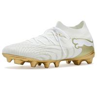 Puma Men's Future 9 Match Firm, Artificial Ground Soccer Cleats Sneaker, White/Metallic Gold/Black, 11.5