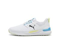 Puma Men's Ignite Elevate 2 Golf Shoes, Puma White-Speed Blue-Apple Spritz, 8.5