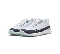PUMA Men's Ignite Elevate X Golf Shoes, White Deep Navy Modern Mint Blue Green, 8.5 UK