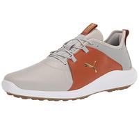 PUMA Men's Ignite Fasten8 Crafted Golf Shoe, High-Rise/Gold/Leather Brown, 9 UK