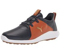 PUMA Men's Ignite Fasten8 Crafted Golf Shoe, Navy Blazer/Gold/Leather Brown, 10.5 UK
