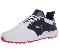 PUMA Men's Ignite Pwradapt Caged Golf Shoes, White Silver Peacoat, 10.5 UK