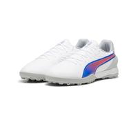 Puma Men's King Match TT Football Boot, PUMA White-BLUEMAZING-Flat Light Gray, UK 8.5