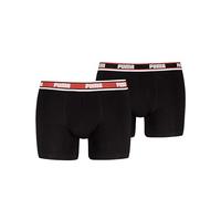 PUMA Men's Logo Elastic Boxer, Orange/Black, M (Pack of 2)