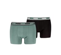 PUMA Men's Logo Elastic Boxers, dunkelgrün, S (Pack of 2)