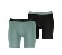 PUMA Men's Microfiber Long Boxer, Green/Black, M (Pack of 2)