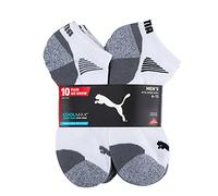 PUMA Men's No Show Socks - 10 Pairs, White, 9-13 UK