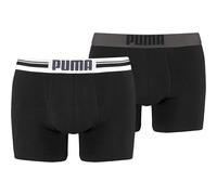 PUMA Men's Placed Logo Boxer Shorts-Black, Large, (Pack of 2)
